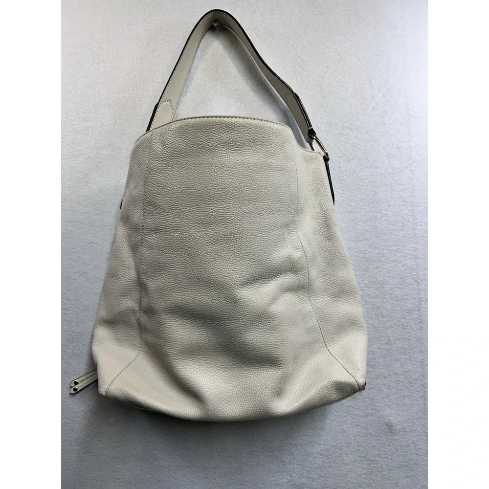 Michael‎ Kors Leather Ivory Pebbled Shoulder Bag Gold Hardware Zip Inner Pockets